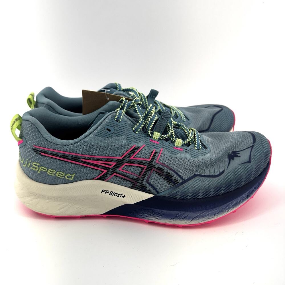 Asics Fujispeed 2 Trail Sneakers Gris Blue Pink 1012B515-400 Women's Size 9.5